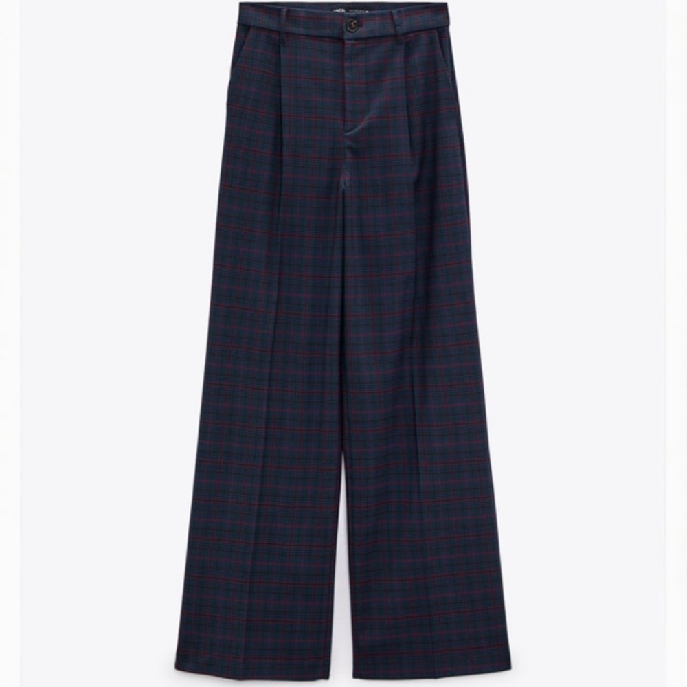 Zara plaid full length wide leg pants